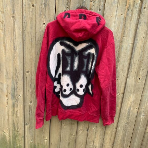 Supreme Bone Zip Up Sweatshirt Cardinal Red XL - Picture 7 of 13